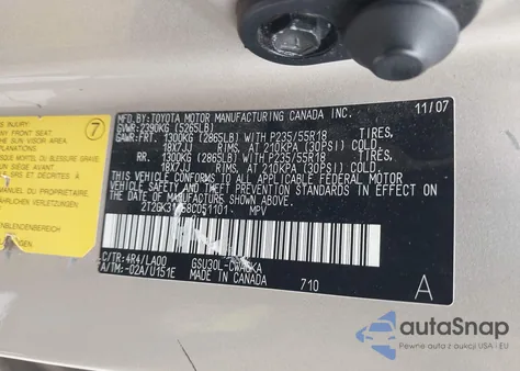 2008 Lexus Rx 350 z USA, uszkodzony, nr VIN 2T2GK31U58C051101